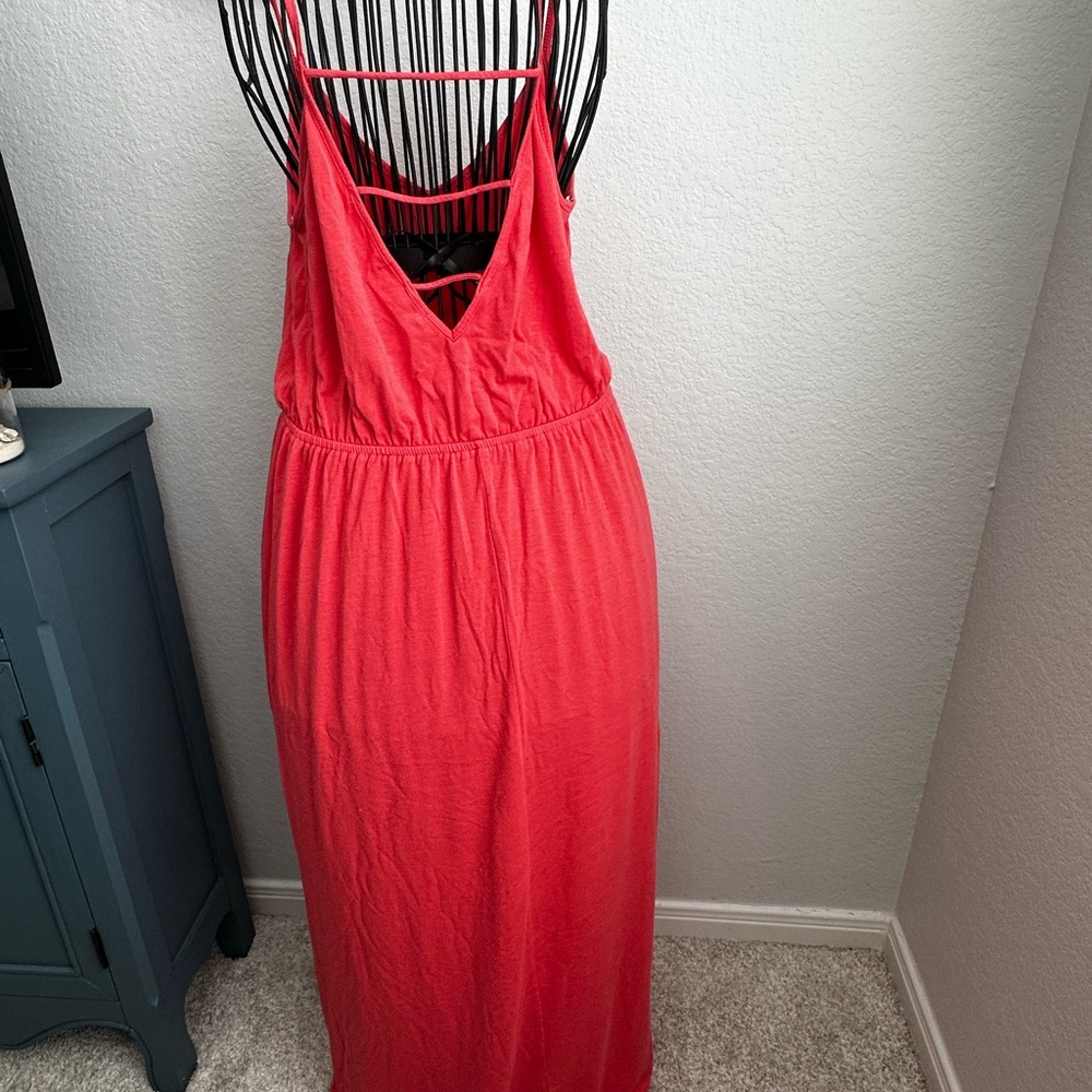 Elegant Coral Maxi Dress